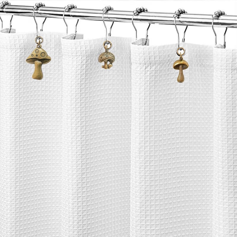 Daxingbu Mushroom Shower Curtain Hooks, 12Pcs Rustproof Metal Cute Retro Mushroom Shower Curtain Hooks Rings for Boho Fairy Forest Country Cottagecore Style Home Bathroom Decor (Bronze) - Image 4
